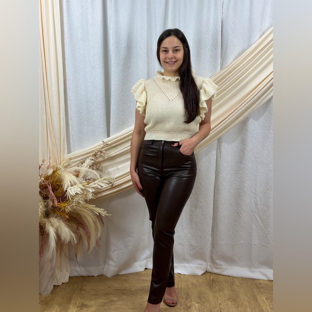 Faux Leather Straight Leg Pants
